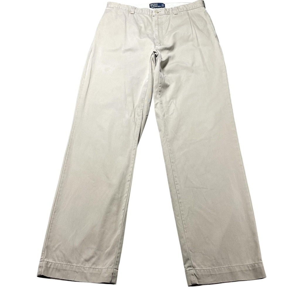 Vintage Polo Ralph Lauren Philip Pant Mens 36x34 Khaki Chino Cotton Straight Leg